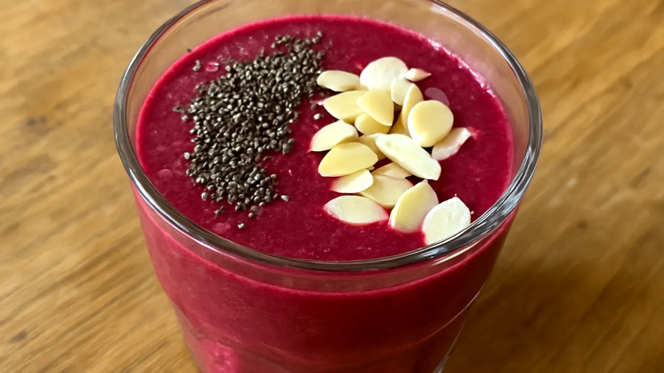 Smoothie di barbabietola rossa con semi di chia e mandorle"